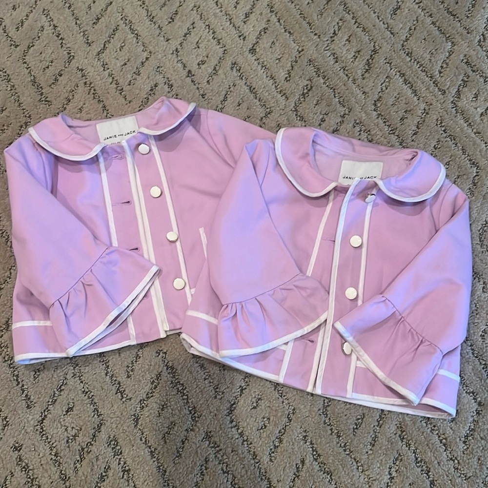 Janie and Jack girls (twins) matching jackets lavender size 3/4T